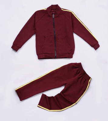 FEBVIBE Solid Boys & Girls Track Suit