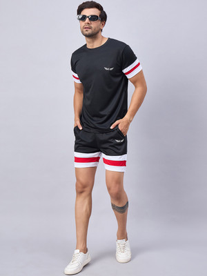 Chrome & Coral Striped Men Track Suit