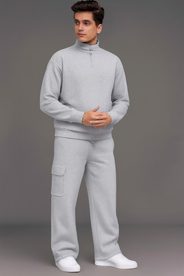 QABIRA Solid Men Track Suit