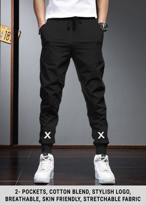 TRIPR Solid Men Black Track Pants