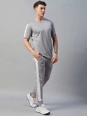 Chrome & Coral Solid Men Track Suit