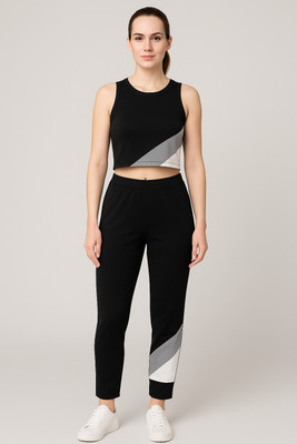 Chrome & Coral Solid Women Track Suit