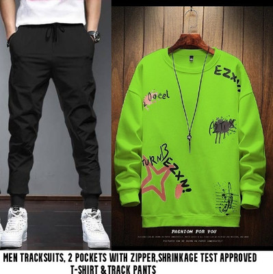 Yobdel Printed, Solid Men Track Suit