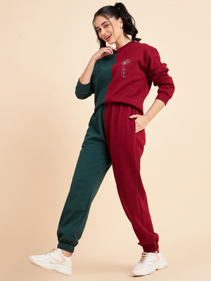 Fabway Clothing Printed, Colorblock Women Track Suit