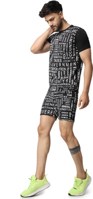 Yellow Tree Printed Men Track Suit