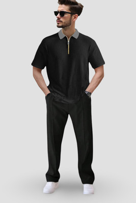 Lieo Trend Men Solid Black Top & Pyjama Set