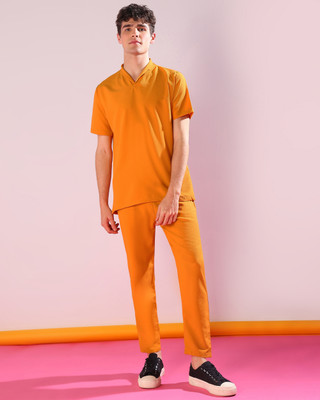INDICLUB Men Self Design Yellow Top & Pyjama Set