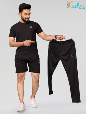 Kashvi Solid, Self Design Men Track Suit