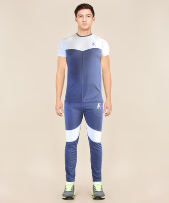 SYS Men Colorblock Blue Night Suit Set