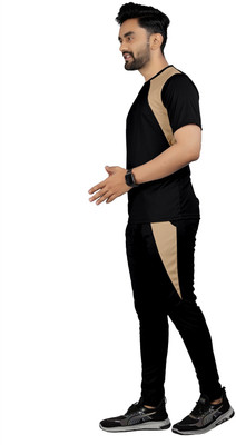 Dhanakfashion Men Colorblock Black Night Suit Set