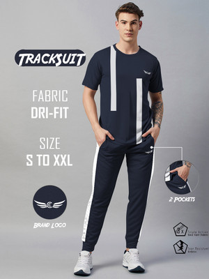Chrome & Coral Colorblock Men Track Suit