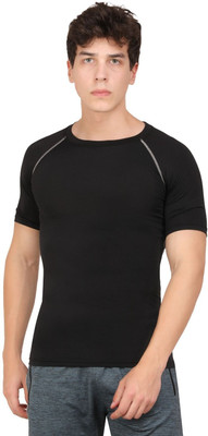 NINQ Solid Men Round Neck Black T-Shirt
