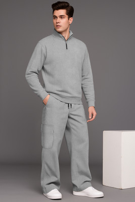 TRIPR Men Solid Grey Night Suit Set