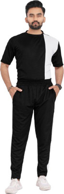 NISPRUH Men Self Design Black Top & Pyjama Set