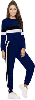 CLIENTALE STORE Solid, Striped Women Track Suit