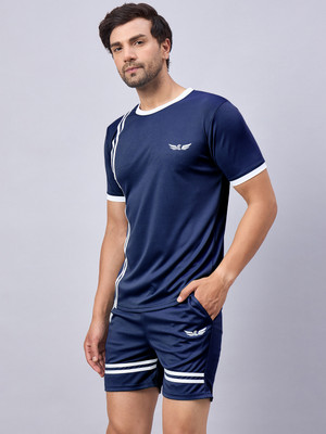 Chrome & Coral Striped Men Track Suit