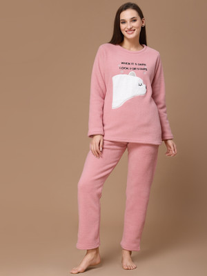 SWEET DREAMS Women Printed Pink Top & Pyjama Set