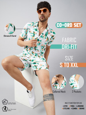 Chrome & Coral Printed Men Track Suit