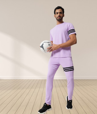 RABBY Solid, Striped Men Track Suit