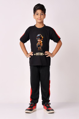 FitIn OutFit Boys & Girls Printed Red Night Suit Set