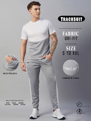 Chrome & Coral Colorblock Men Track Suit