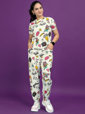 DADX Women Printed Multicolor Top & Pyjama Set