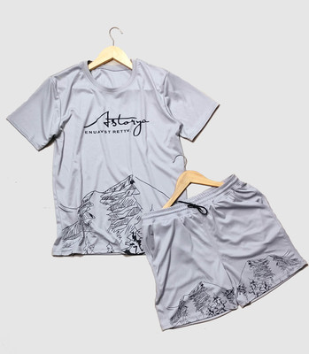 Chrome & Coral Printed Men Track Suit