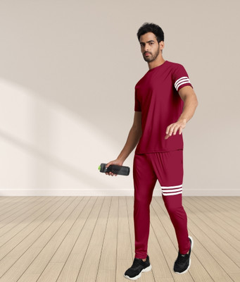 RABBY Solid, Striped Men Track Suit