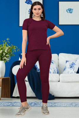 HouseOfCommon Solid Women Track Suit
