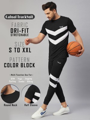 Chrome & Coral Colorblock Men Track Suit