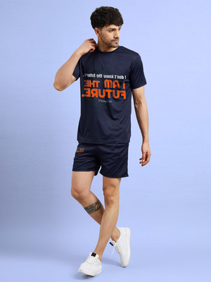 Chrome & Coral Printed Men Track Suit