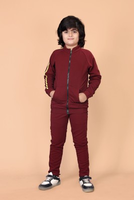 FEBVIBE Solid Boys & Girls Track Suit