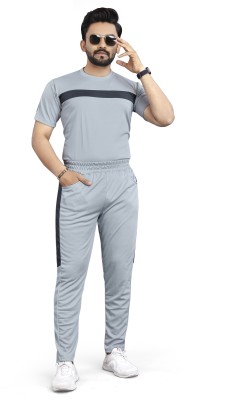 HASTIVOUGE Men Self Design Grey Top & Pyjama Set