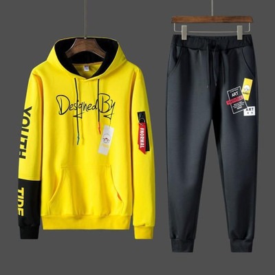 Yellow Tree Printed Men Track Suit