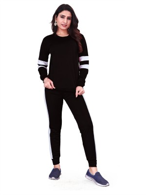 DE TRENDZ Striped Women Track Suit