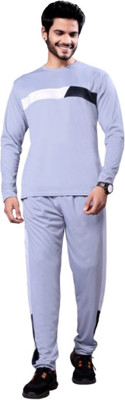 BALUDACLOTHS Men Self Design Grey Top & Pyjama Set