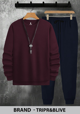 BLIVE Solid Men Track Suit
