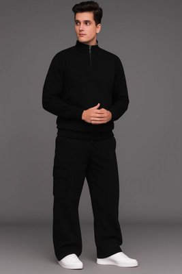 QABIRA Self Design Men Track Suit