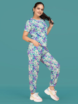 SAKARMAA Women Printed Multicolor Top & Pyjama Set