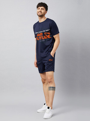 Chrome & Coral Graphic Print Men Track Suit