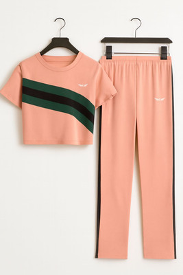 Chrome & Coral Colorblock Women Track Suit