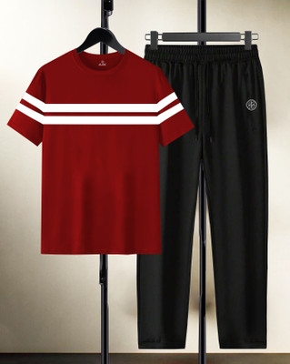 AOOSH Striped Men Track Suit