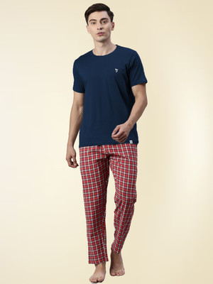 JOVEN Solid, Checkered Men Track Suit