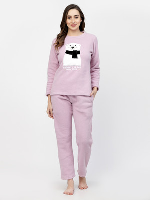 SWEET DREAMS Women Printed Purple Top & Pyjama Set