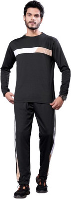 BALUDACLOTHS Men Self Design Black Top & Pyjama Set