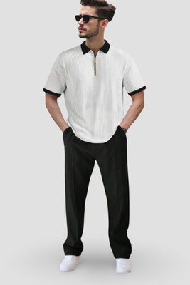 Conway Men Self Design White Top & Pyjama Set