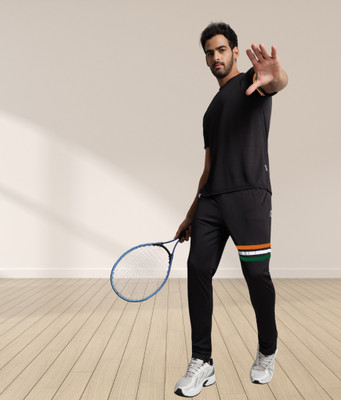 RABBY Solid, Striped Men Track Suit
