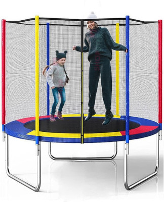 Step Over 6 ft Trampoline With Safety Enclosure Net and Jumping Pad Trampoline(Off-Ground)