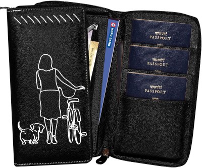 MATSS PU Leather Printed Passport Holder||Document holder For Men And Women(Black, White)