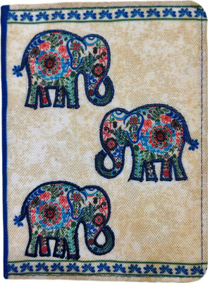 AMG ENTERPRISES Passport Holder with Intricate Multicolored Patterns on Skin-Toned Fabric(Beige, Blue)